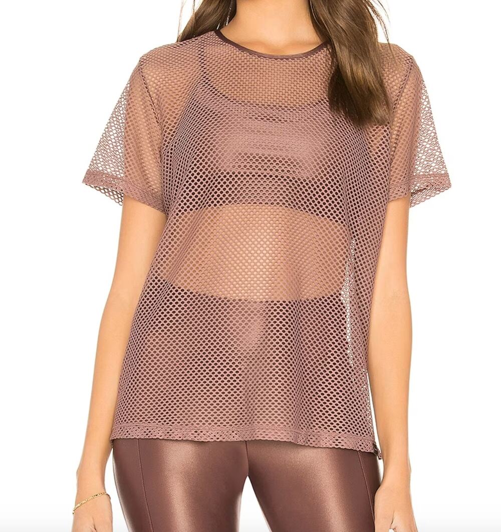 Koral Size Up Tee Mrs. Marsala Mauve Purple Short Sleeve Open Mesh Crew Neck M